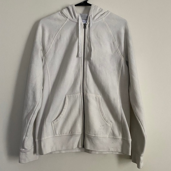 White Authentic Champion Hoodie Zip Up Size M - Picture 1 of 5